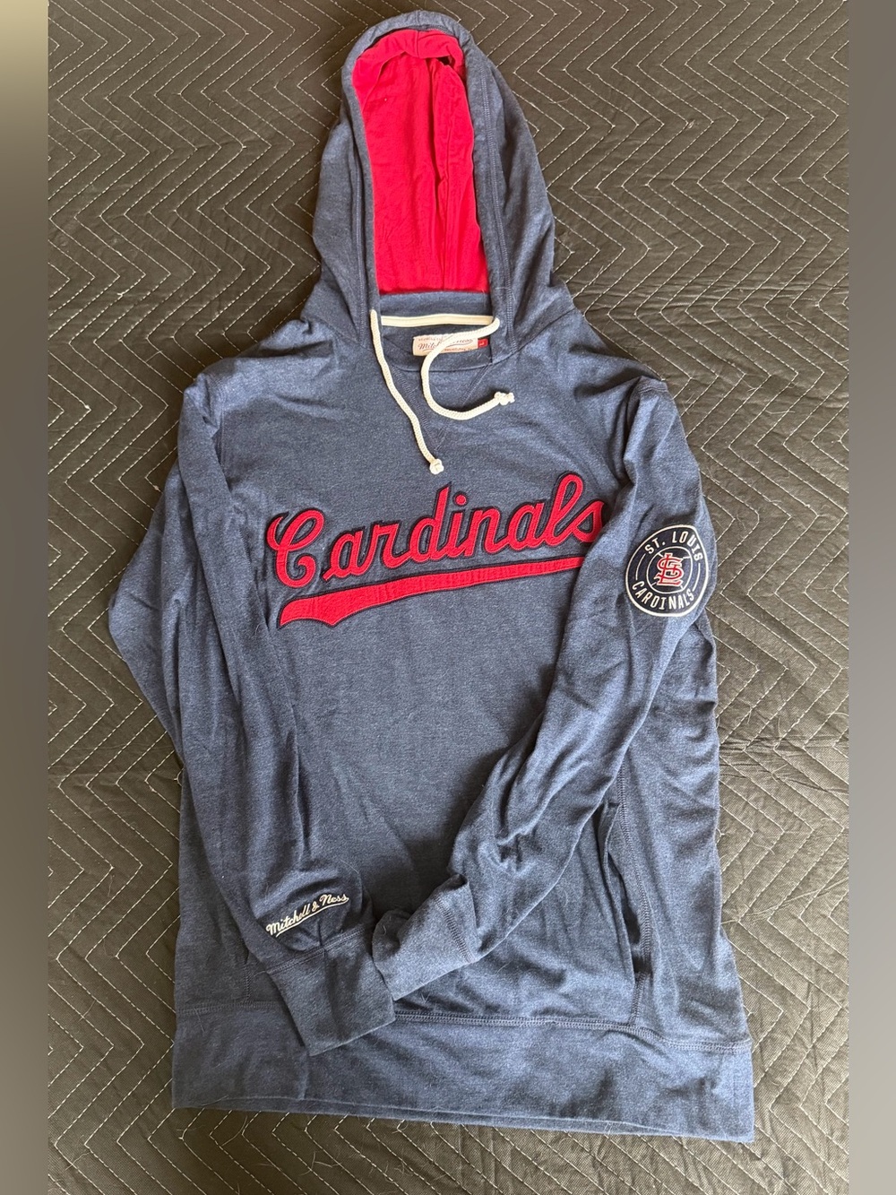 Mitchell & Ness St. Louis Cardinals Navy Pullover Hoodie with Red Trim